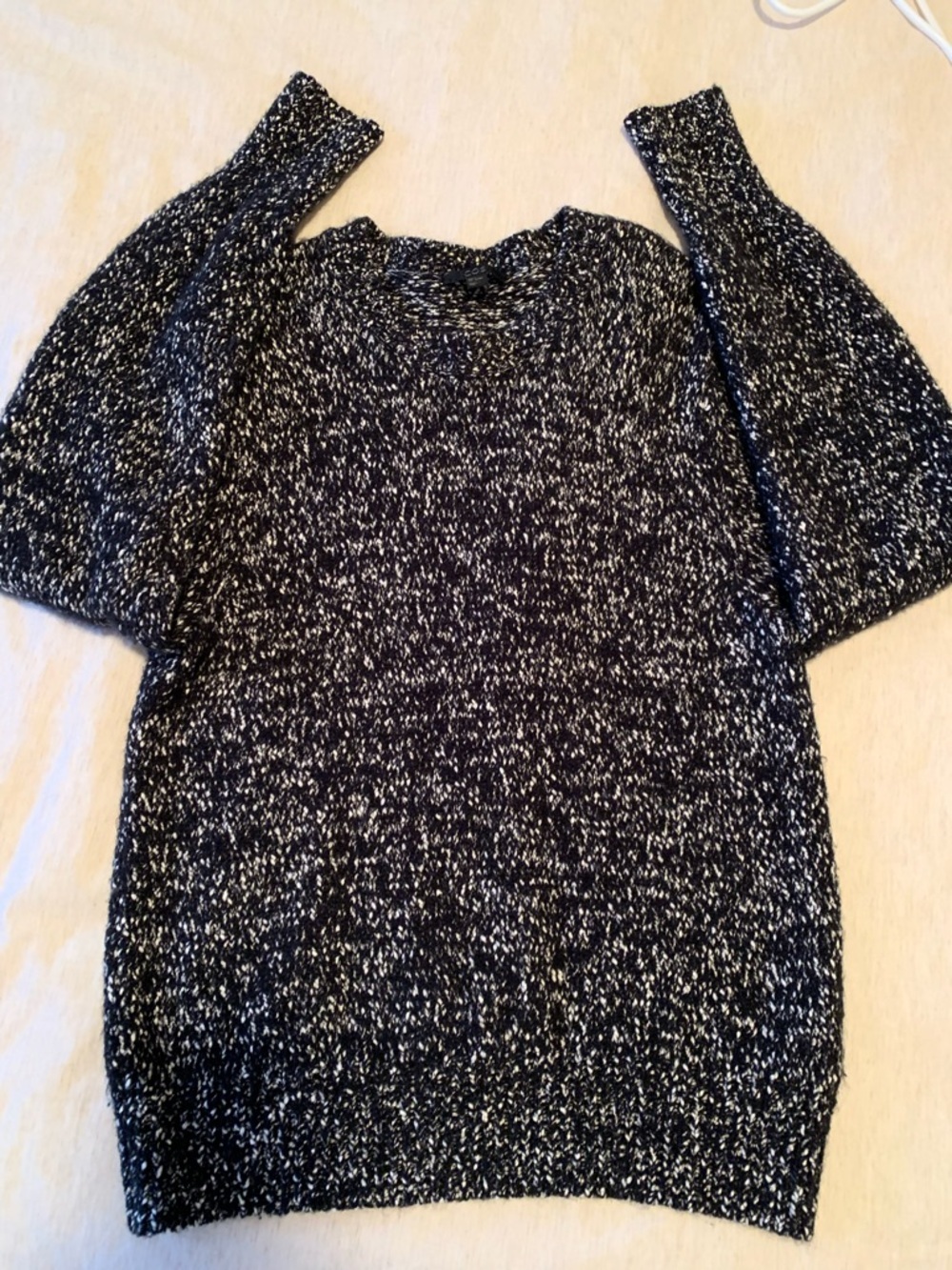 COS Speckle Black & White wool and cotton blended Crewneck Sweater size S - Picture 12 of 14